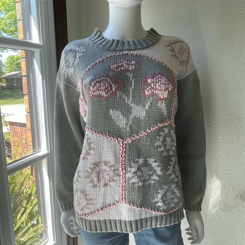 Vintage Marnie West knit rose Sweater